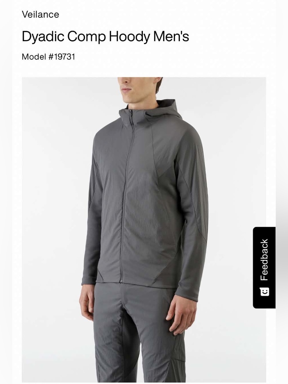 Arc'teryx Veilance Men's Dyadic Comp Hoodie Jacket Gray Sz M full zip sweater